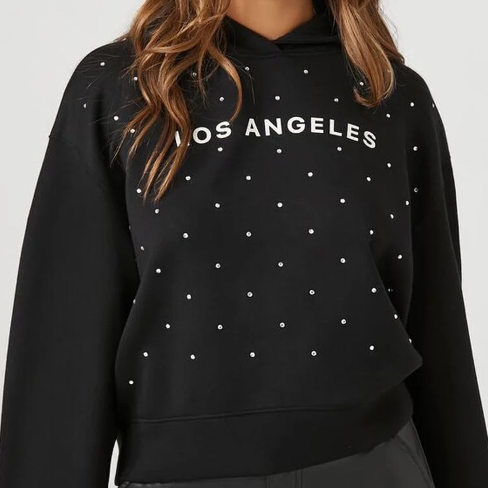 Black Los Angeles Rhinestone Hoodie